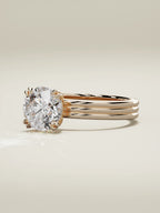 The Lira round lab-grown diamond solitaire in 14K rose gold, three-quarter view