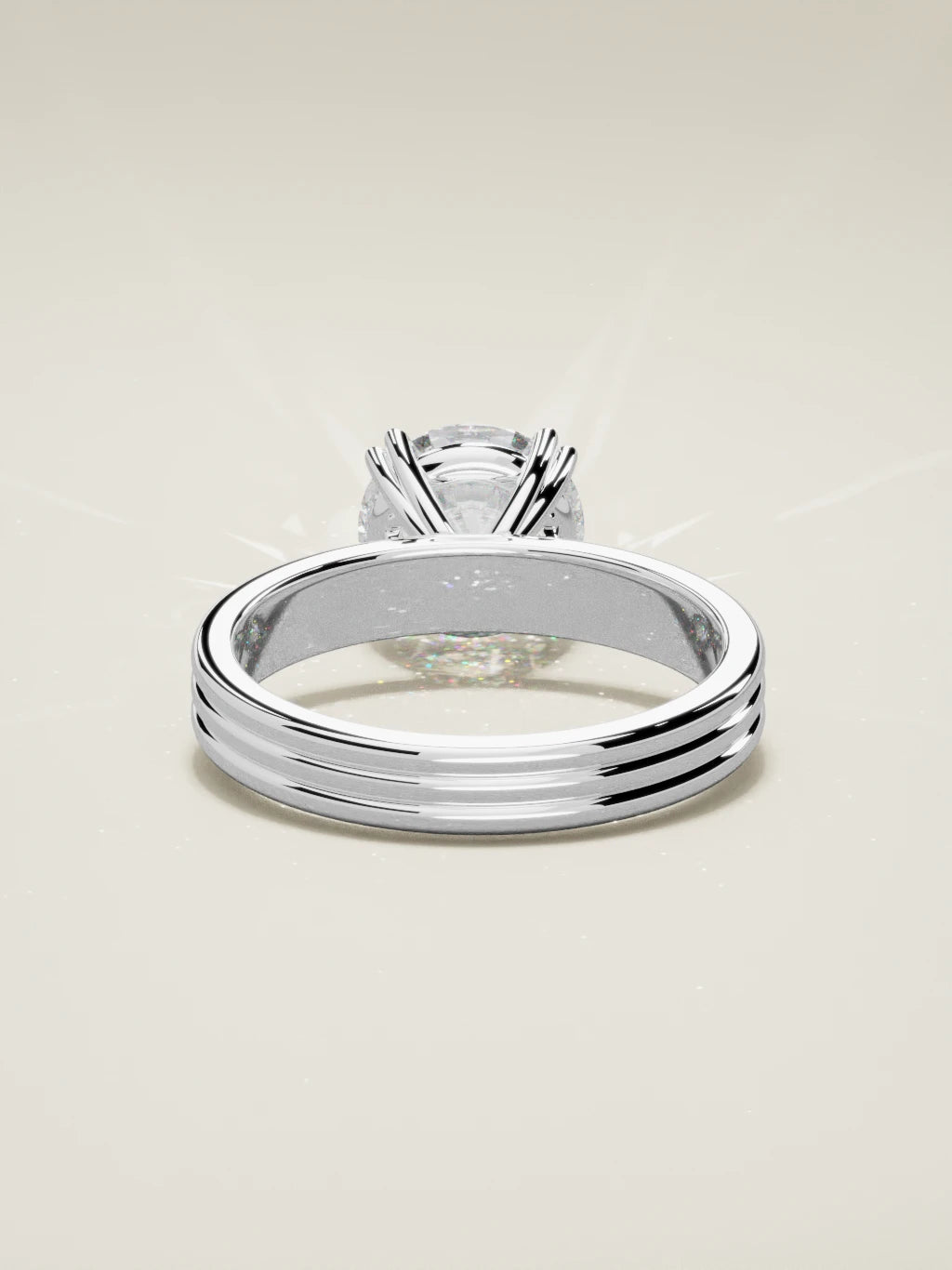 The Lira round lab-grown diamond solitaire in 14K white gold, back view