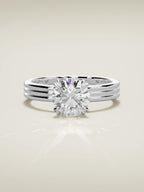The Lira round lab-grown diamond solitaire in 14K white gold, front view
