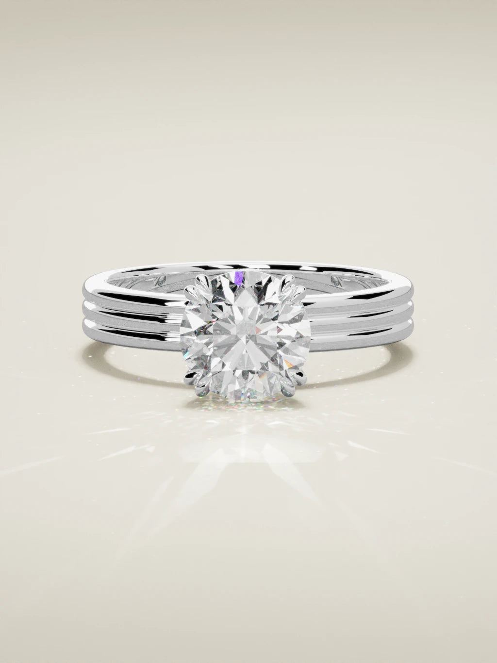 The Lira round lab-grown diamond solitaire in 14K white gold, front view