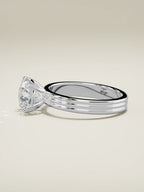 The Lira round lab-grown diamond solitaire in 14K white gold, side view