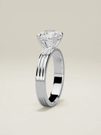 The Lira round lab-grown diamond solitaire in 14K white gold, standing front view