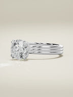 The Lira round lab-grown diamond solitaire in 14K white gold, three-quarter view