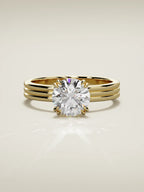 The Lira round lab-grown diamond solitaire in 14K yellow gold, front view