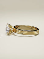 The Lira round lab-grown diamond solitaire in 14K yellow gold, side view