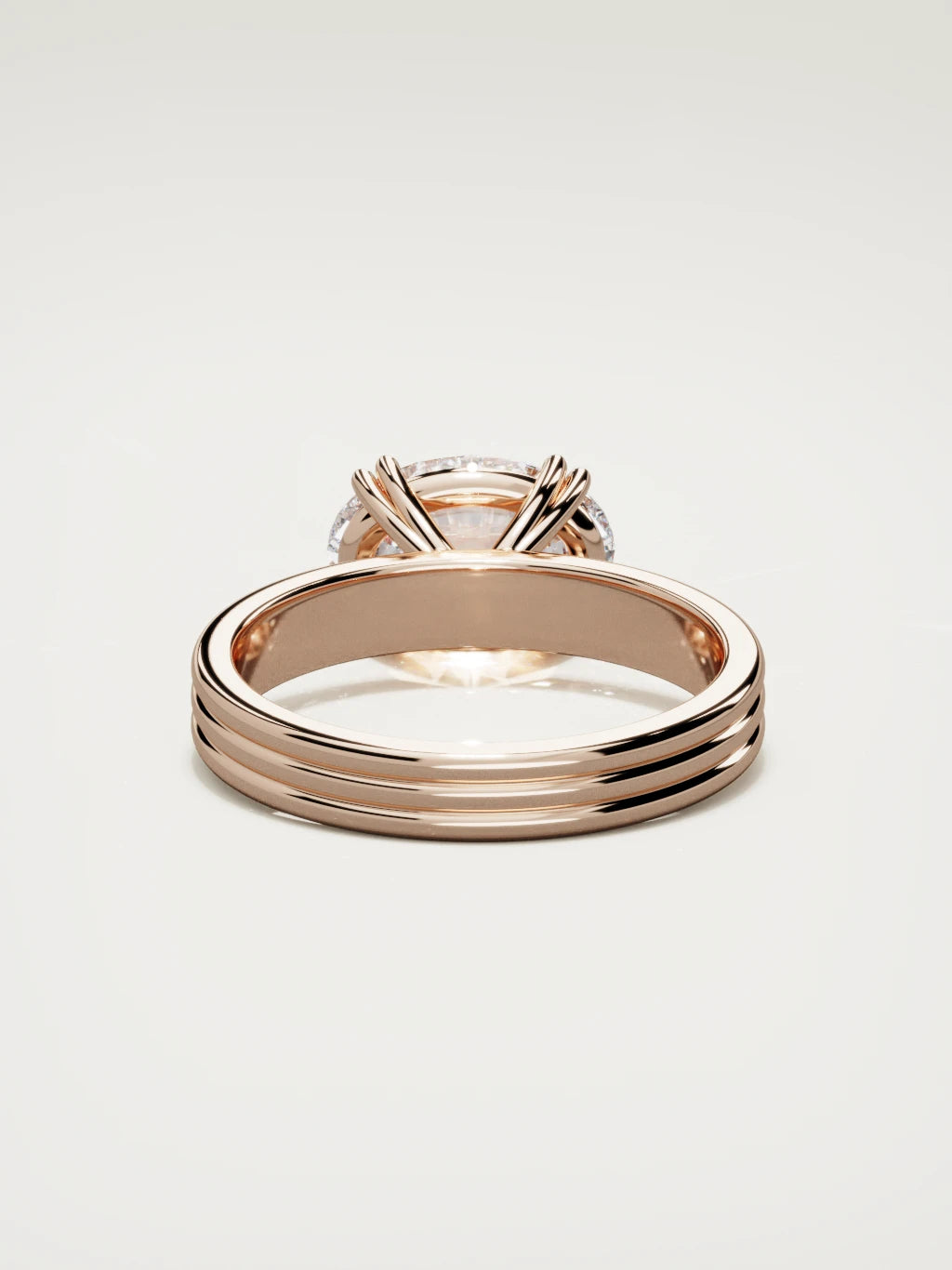 The Lira east-west oval lab-grown diamond solitaire in 14K rose gold, back view