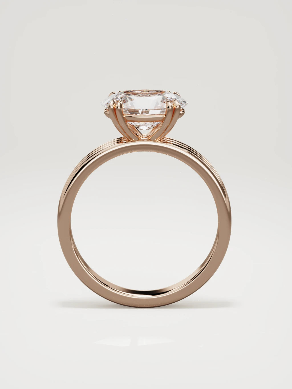 The Lira east-west oval lab-grown diamond solitaire in 14K rose gold, standing front view