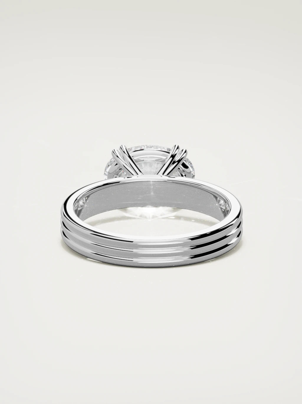 The Lira east-west oval lab-grown diamond solitaire in 14K white gold, back view