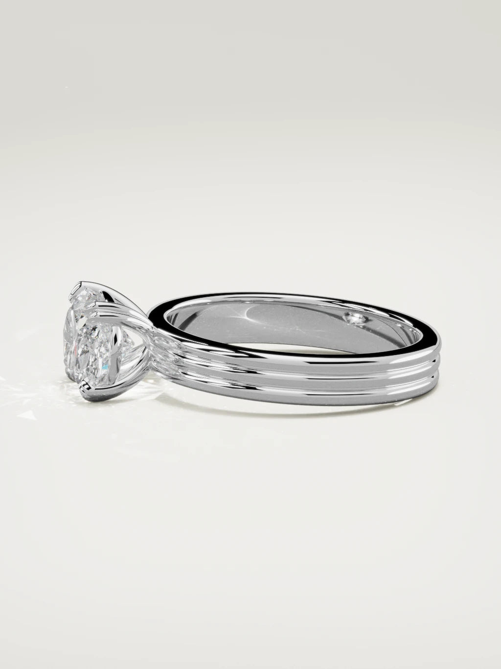 The Lira east-west oval lab-grown diamond solitaire in 14K white gold, side view