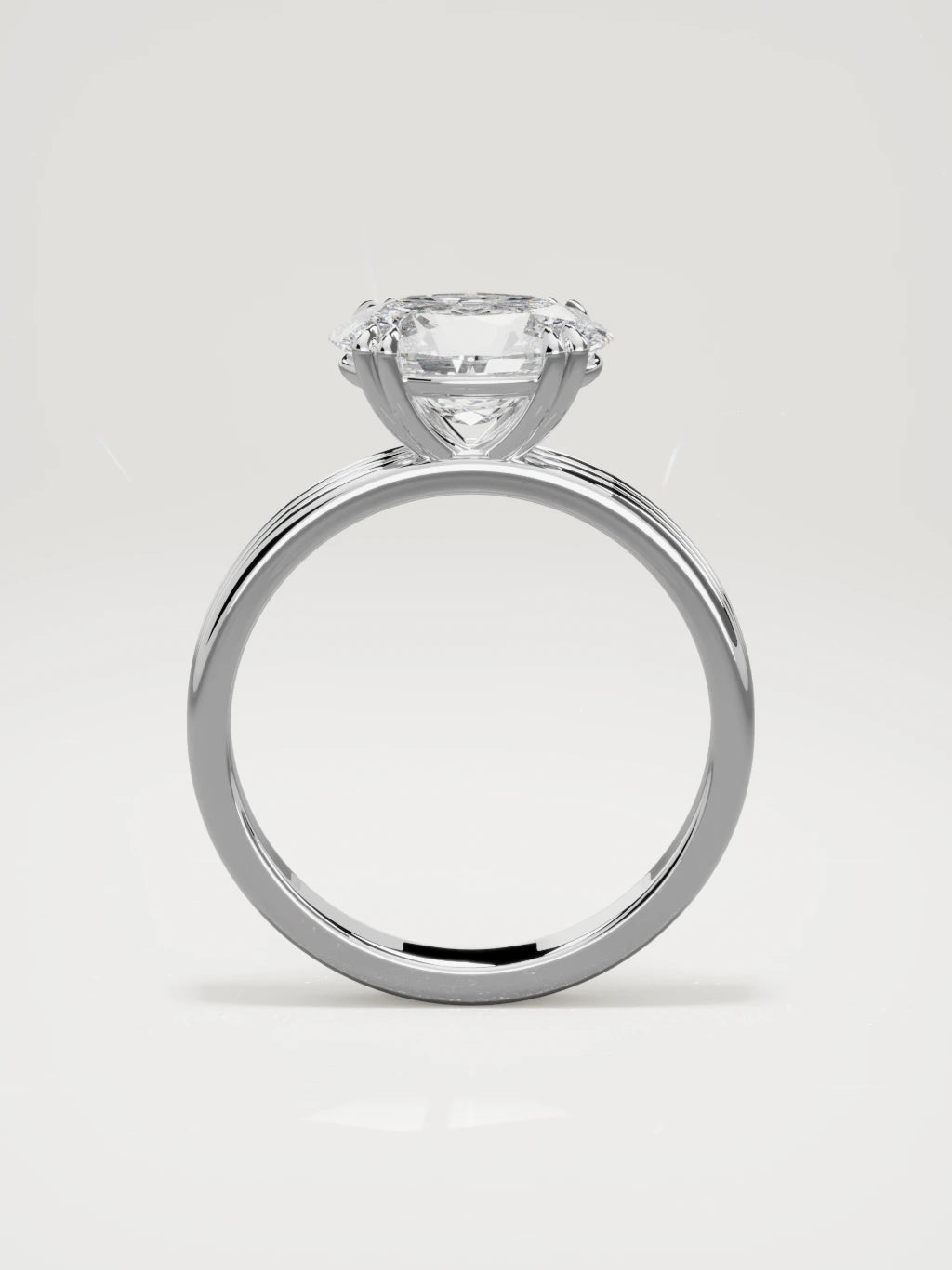 The Lira east-west oval lab-grown diamond solitaire in 14K white gold, standing front view