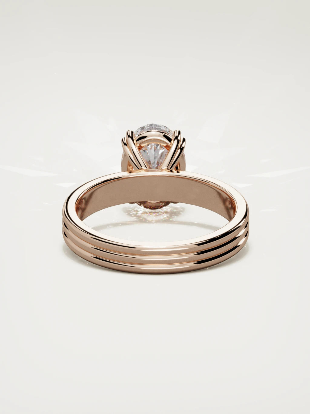 The Lira oval lab-grown diamond solitaire in 14K rose gold, back view