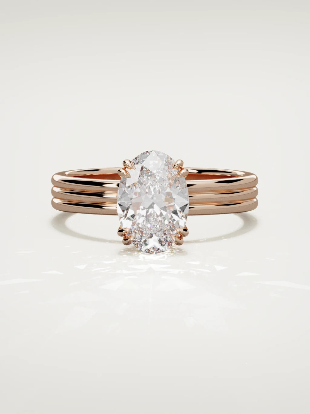 The Lira oval lab-grown diamond solitaire in 14K rose gold, front view