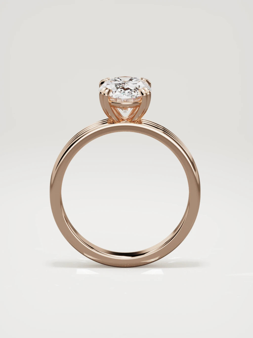 The Lira oval lab-grown diamond solitaire in 14K rose gold, standing front view