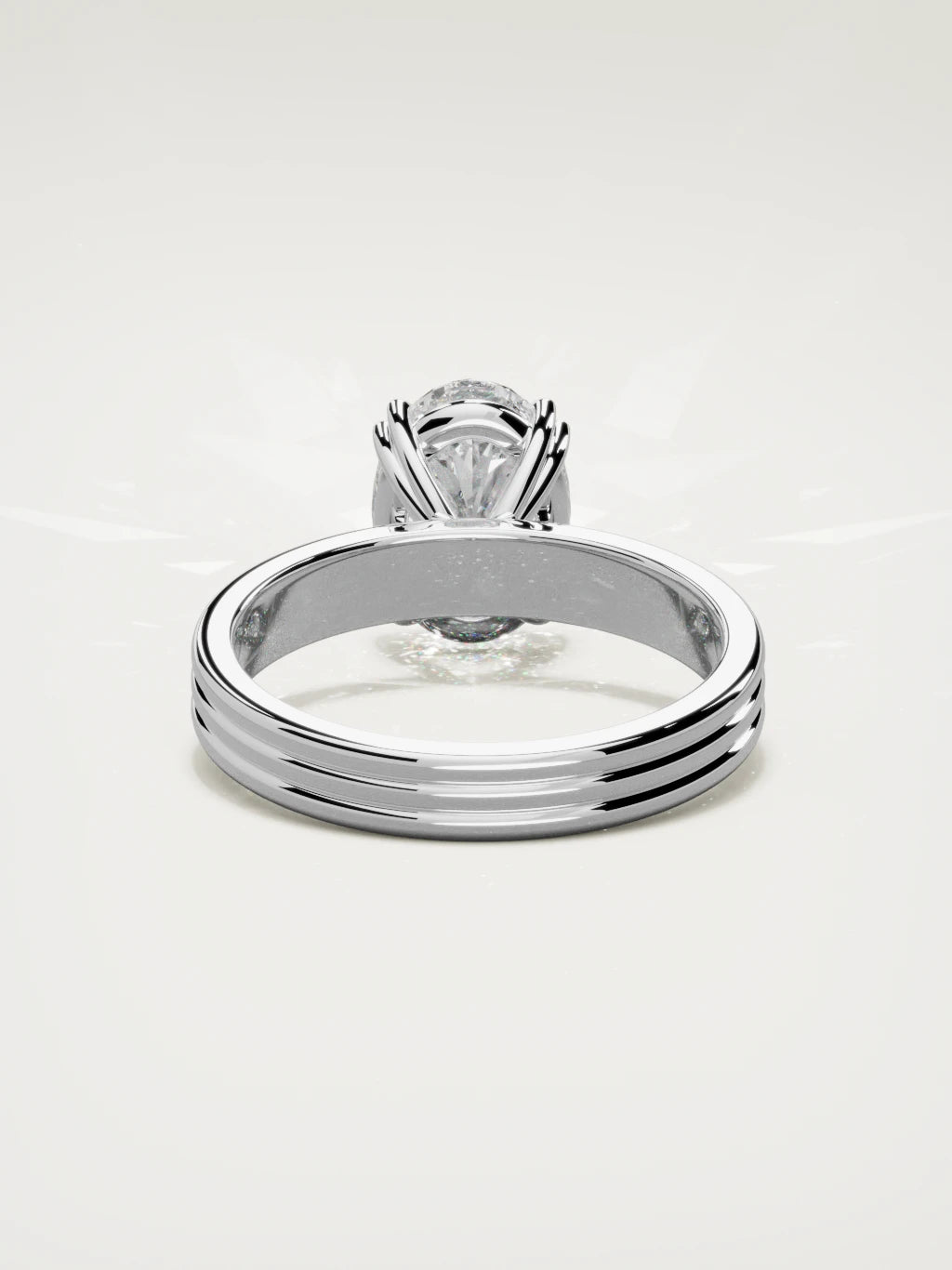 The Lira oval lab-grown diamond solitaire in 14K white gold, back view