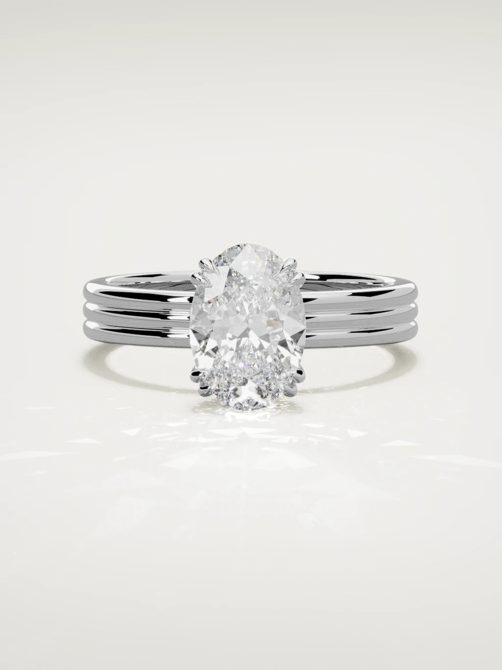 The Lira oval lab-grown diamond solitaire in 14K white gold, front view