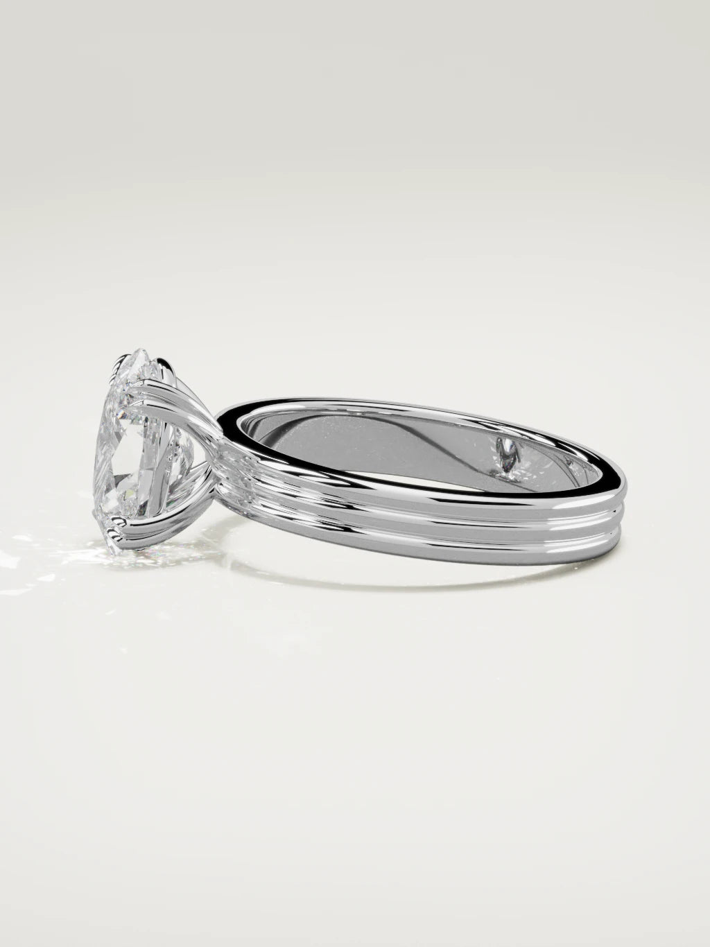 The Lira oval lab-grown diamond solitaire in 14K white gold, side view