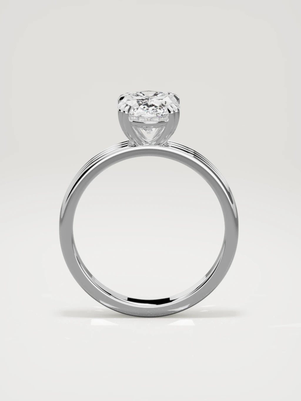 The Lira oval lab-grown diamond solitaire in 14K white gold, standing front view
