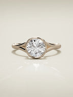 The Luna round lab-grown diamond solitaire in 14K rose gold, front view