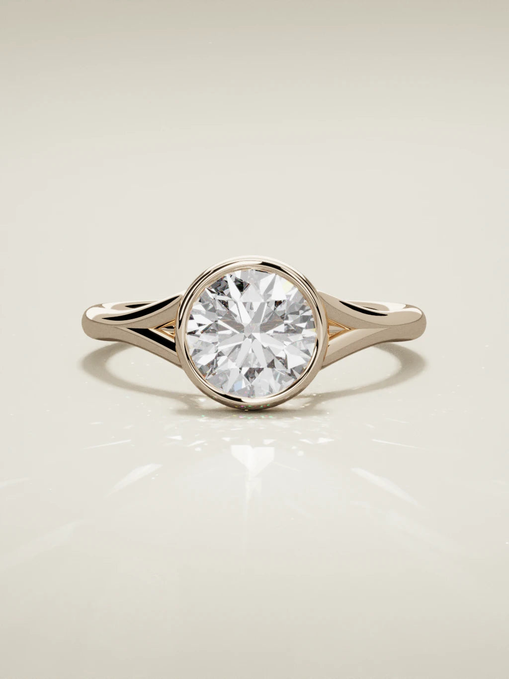 The Luna round lab-grown diamond solitaire in 14K rose gold, front view