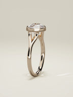 The Luna round lab-grown diamond solitaire in 14K rose gold, standing front view