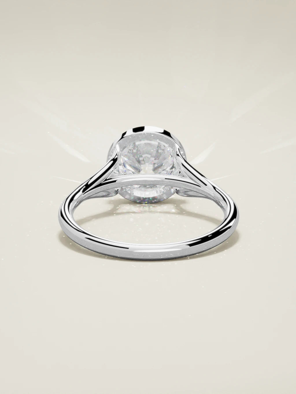 The Luna round lab-grown diamond solitaire in 14K white gold, back view