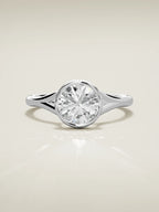 The Luna round lab-grown diamond solitaire in 14K white gold, front view