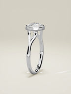 The Luna round lab-grown diamond solitaire in 14K white gold, standing front view