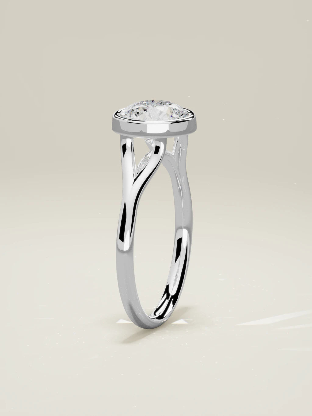 The Luna round lab-grown diamond solitaire in 14K white gold, standing front view