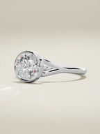 The Luna round lab-grown diamond solitaire in 14K white gold, three-quarter view