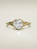 The Luna round lab-grown diamond solitaire in 14K yellow gold, front view