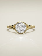 The Luna round lab-grown diamond solitaire in 14K yellow gold, front view