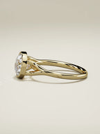 The Luna round lab-grown diamond solitaire in 14K yellow gold, side view