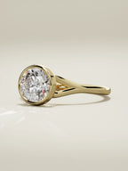 The Luna round lab-grown diamond solitaire in 14K yellow gold, three-quarter view