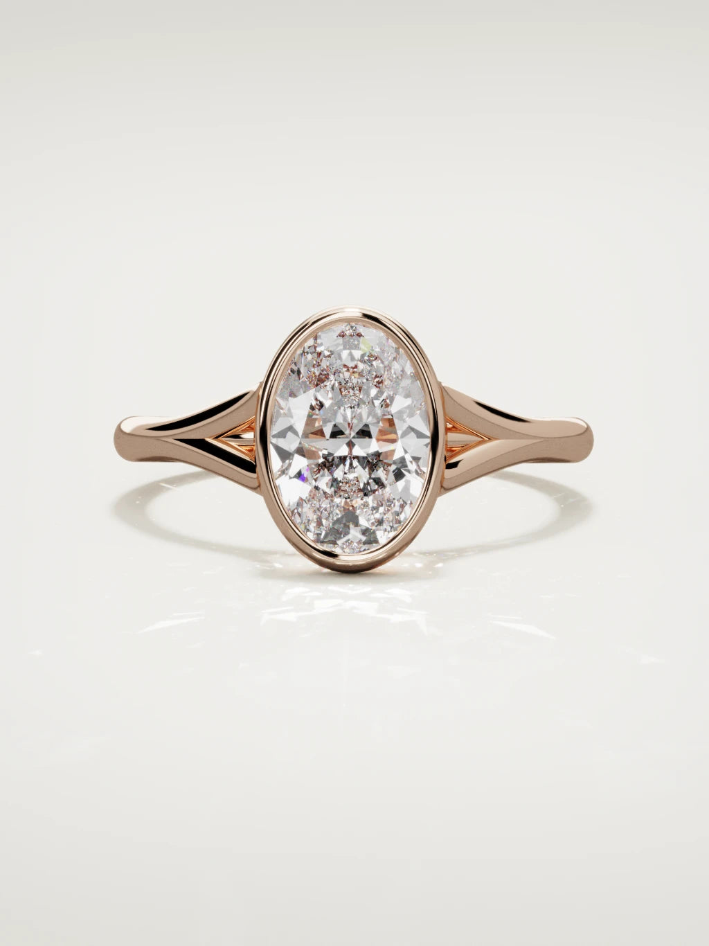 The Luna oval lab-grown diamond solitaire in 14K rose gold, front view