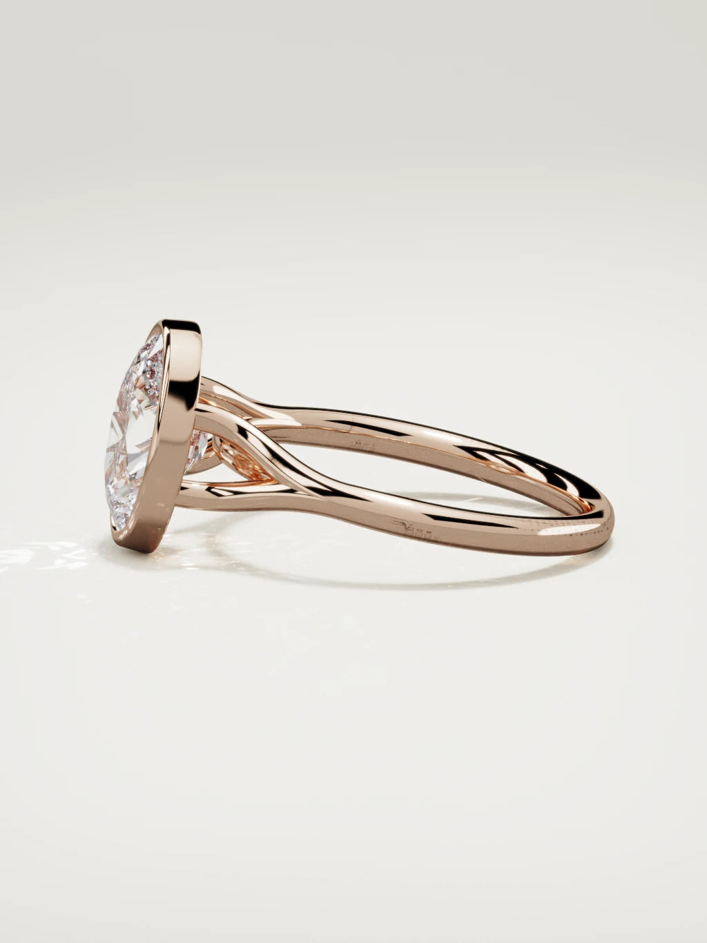 The Luna oval lab-grown diamond solitaire in 14K rose gold, side view