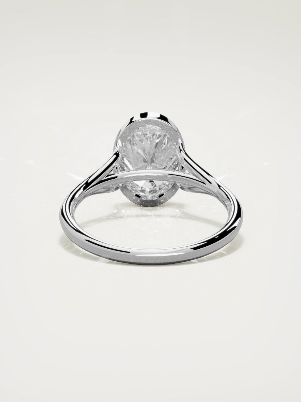 The Luna oval lab-grown diamond solitaire in 14K white gold, back view