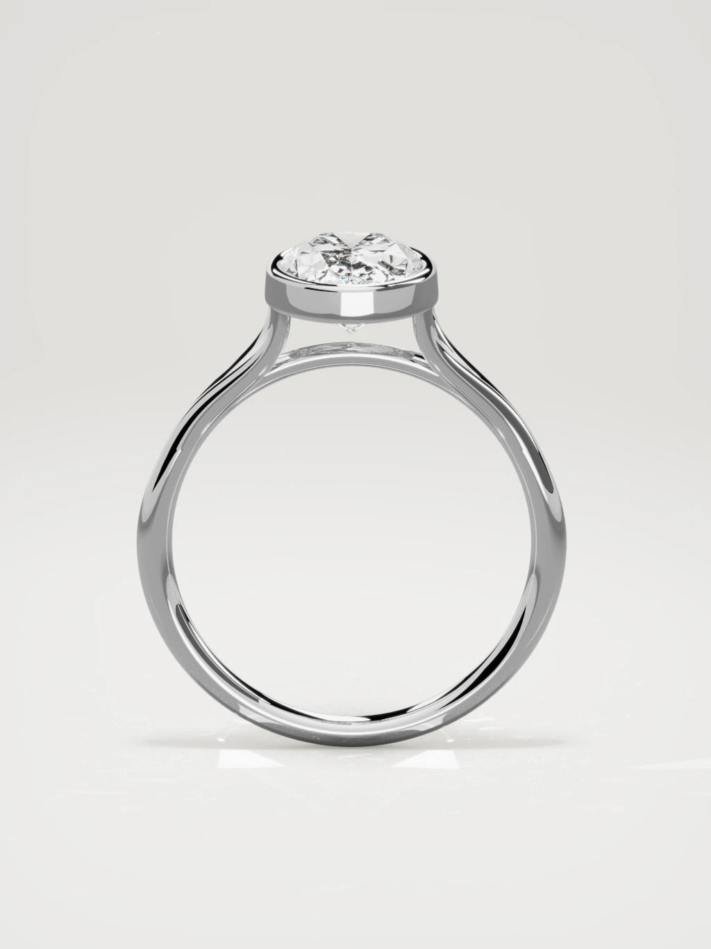 The Luna oval lab-grown diamond solitaire in 14K white gold, standing front view