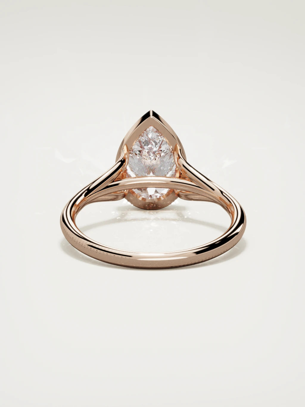 The Luna pear-shaped lab-grown diamond solitaire in 14K rose gold, back view