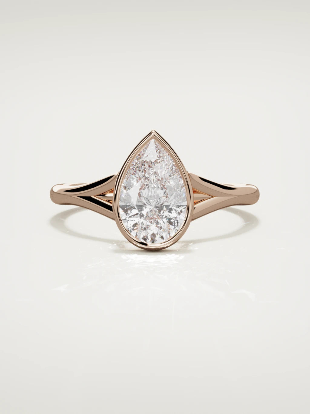 The Luna pear-shaped lab-grown diamond solitaire in 14K rose gold, front view