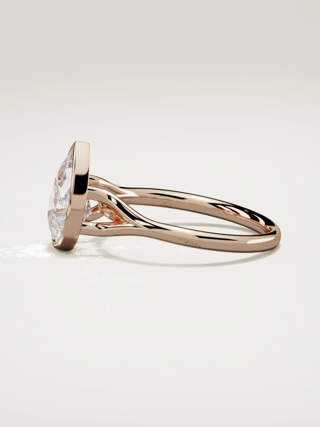 The Luna pear-shaped lab-grown diamond solitaire in 14K rose gold, side view