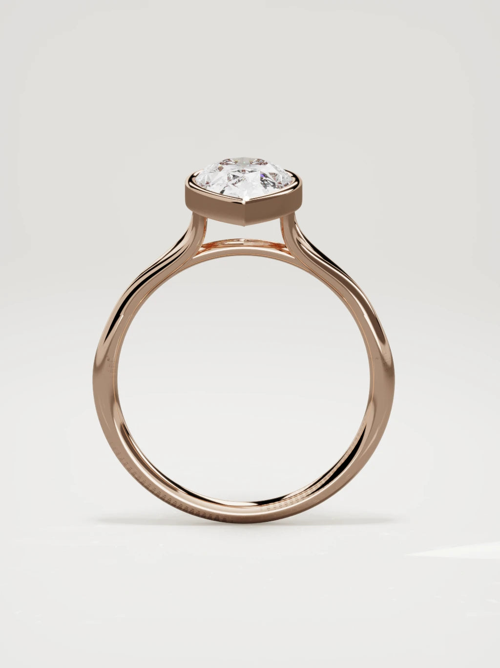 The Luna pear-shaped lab-grown diamond solitaire in 14K rose gold, standing front view