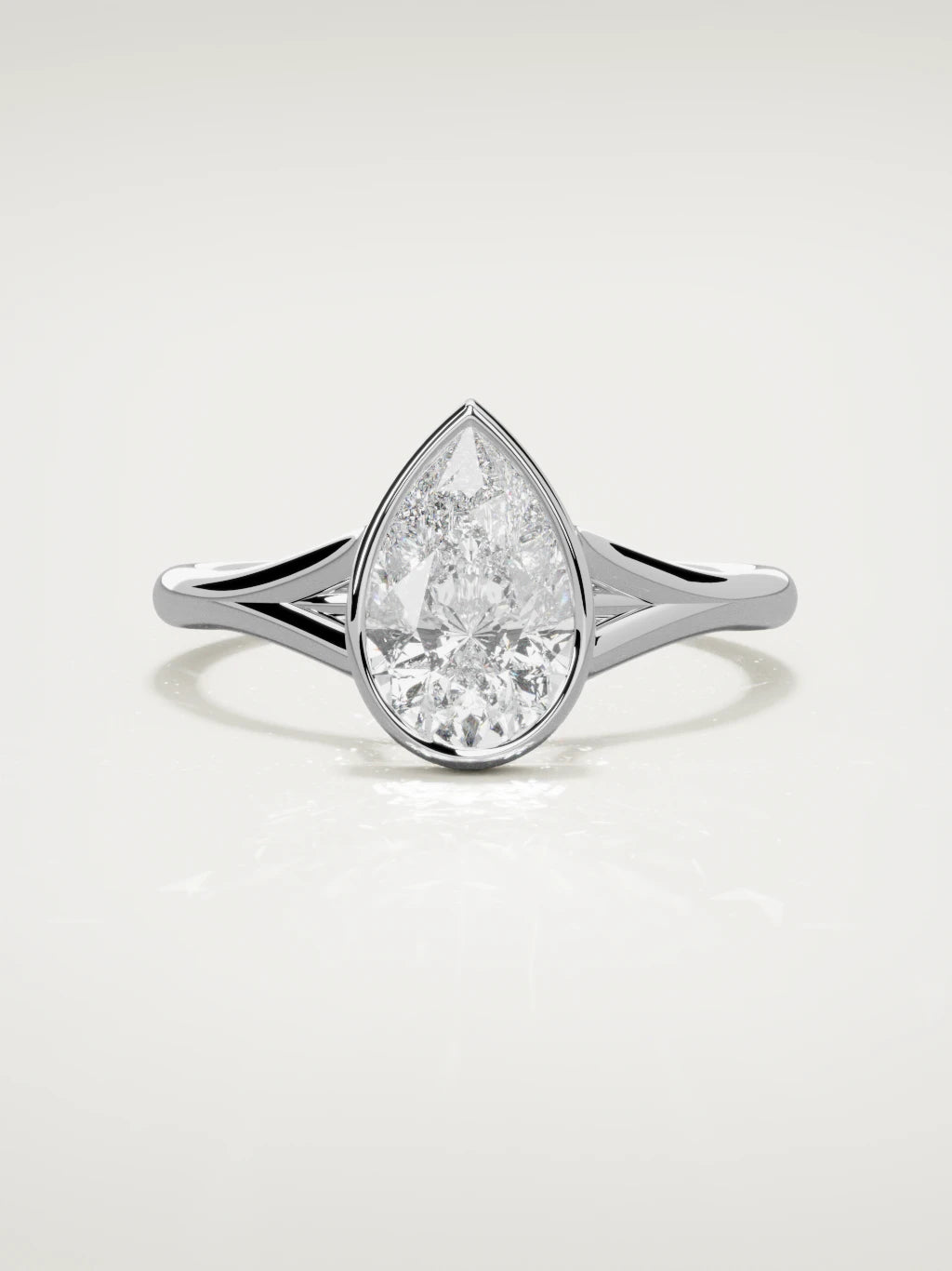 The Luna pear-shaped lab-grown diamond solitaire in 14K white gold, front view