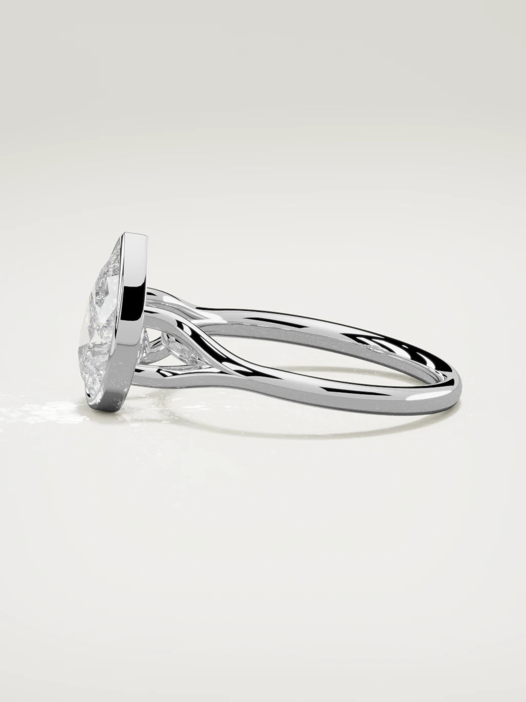 The Luna pear-shaped lab-grown diamond solitaire in 14K white gold, side view