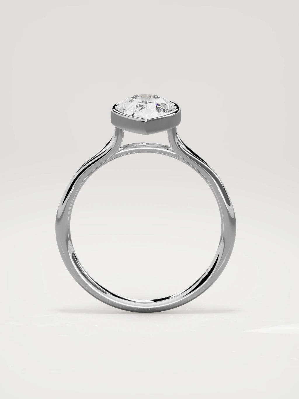The Luna pear-shaped lab-grown diamond solitaire in 14K white gold, standing front view
