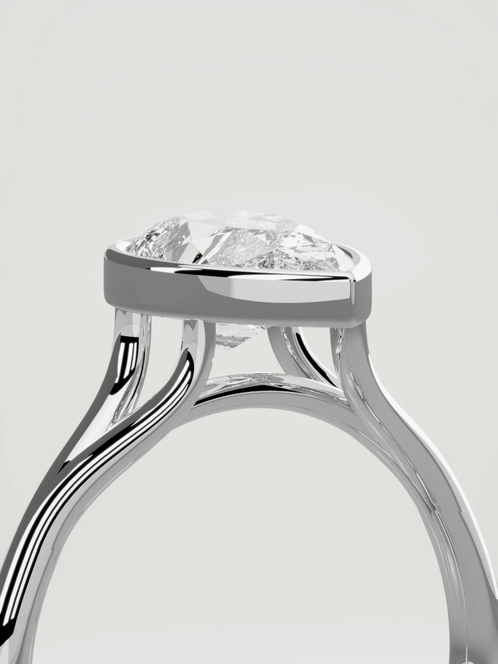 The Luna pear-shaped lab-grown diamond solitaire in 14K white gold, standing three-quarter view
