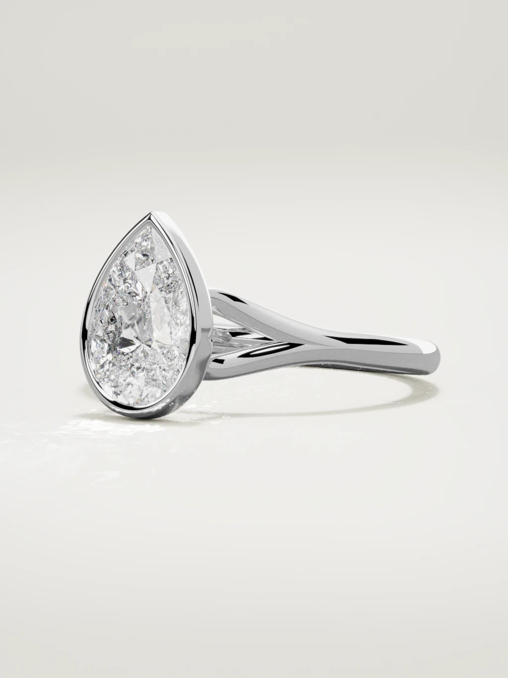 The Luna pear-shaped lab-grown diamond solitaire in 14K white gold, three-quarter view