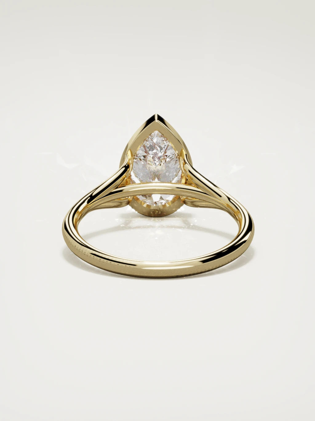 The Luna pear-shaped lab-grown diamond solitaire in 14K yellow gold, back view