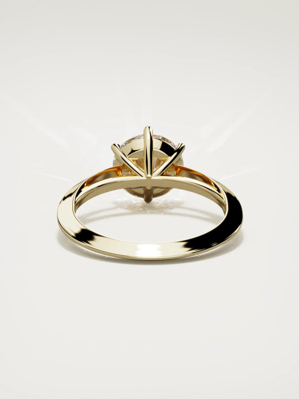 The Nave round lab-grown diamond solitaire in 14K yellow gold, back view