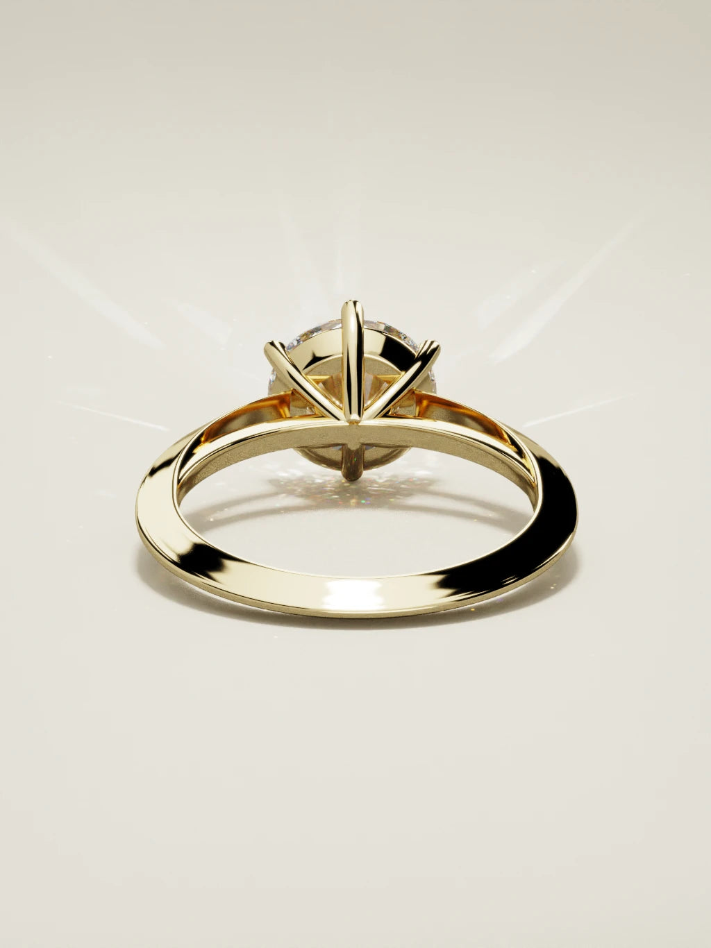 The Nave round lab-grown diamond solitaire in 14K yellow gold, back view