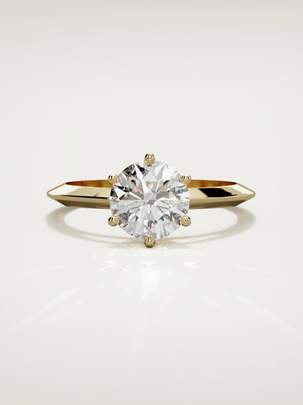 The Nave round lab-grown diamond solitaire in 14K yellow gold, front view
